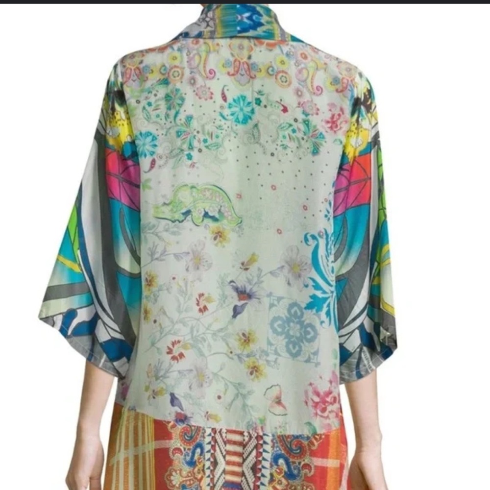 JOHNNY WAS Lolita Mix-Print Silk Kimono Jacket size XXL - Picture 3 of 16